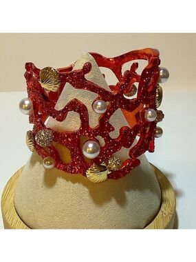 Betsey Johnson Mermaid Jewels Sea Life Coral Cuff Statement Bracelet New